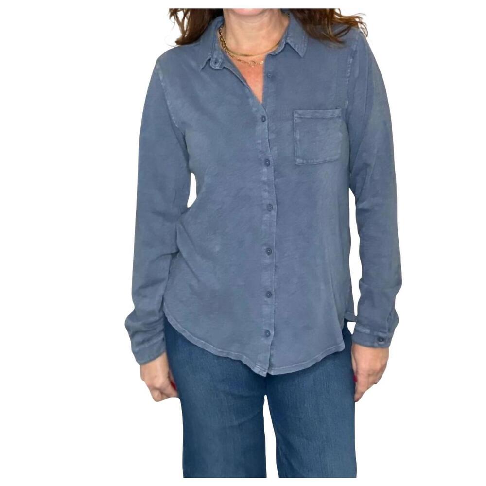NEW HELLO NITE perfectly soft button up shirt in vintage indigo
